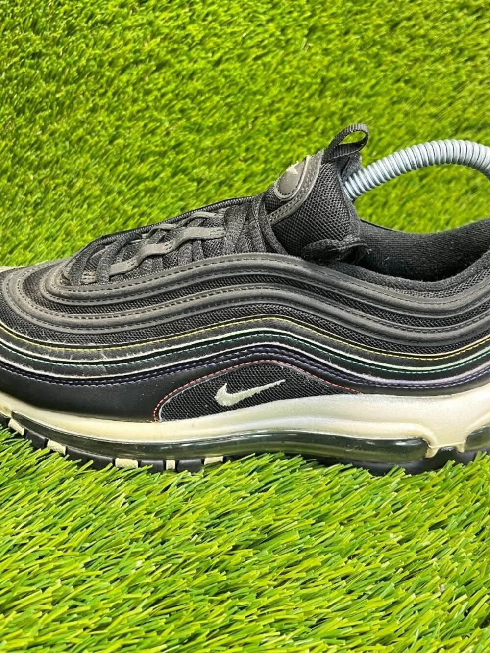 Nike Air Max 97 Black Multi Stitch Womens Size‎ 7.5 Running Shoes Sneakers